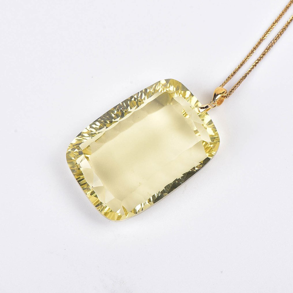 没有保留价 - 吊坠项链 - 18K包金 黄金 黄水晶 - ALGT 认证 #3.2