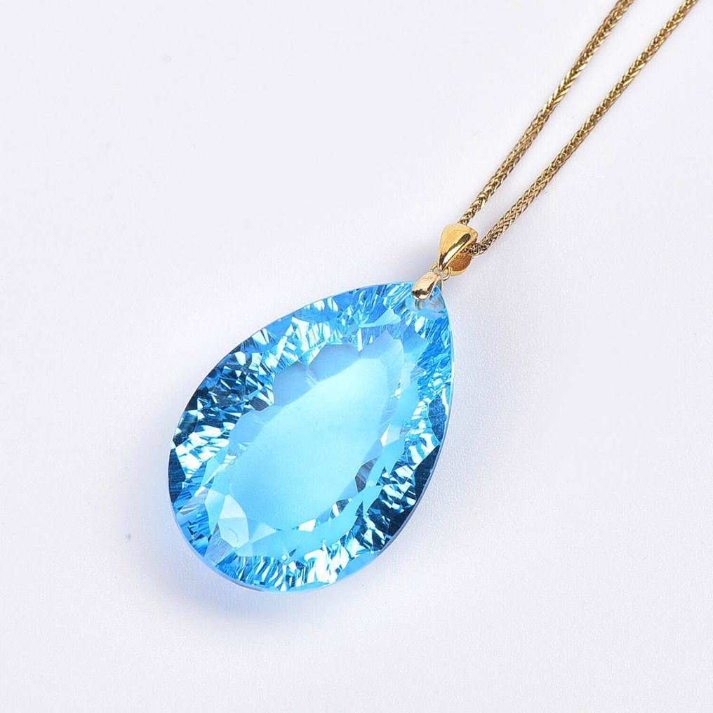 χωρίς τιμή ασφαλείας - Κολιέ με μενταγιόν - 18 καράτια Κίτρινο χρυσό Τοπάζιο - ALGT Πιστοποιημένο #3.2