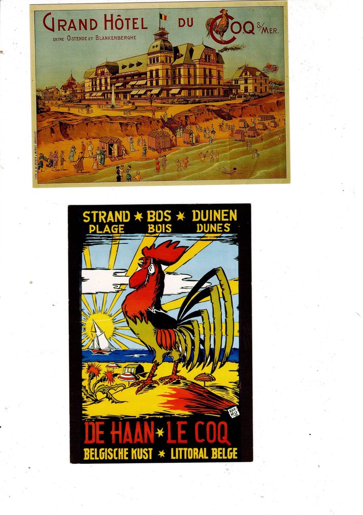 Βέλγιο - Πόλη και τοπία, Θαλάσσιος, Εποχιακές διακοπές, Διαφήμιση, Διάφορα - Οστέντε; Μπλανκένμπεργκ; Κνοκ; Ντε Χαν (Le Coq-sur-Mer) και άλλες. - Καρτ-ποστάλ (102) - 1900-1960 #3.2