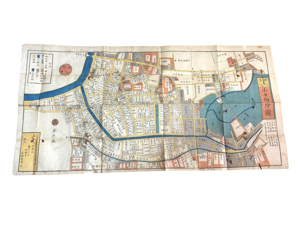 Edo Kiri-ezu – 小日向地区地图 – 嘉永五年(1852年),尾张屋清七出版 - 日本 - 江戶時代(1600-1868) #1.0