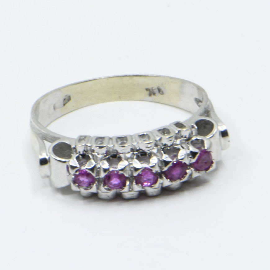 Ring - 18 kt. White gold -  0.25ct. tw. Ruby #1.0