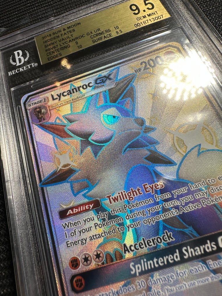 Pokémon - 1 Graded card - Lycanroc GX SV67 Foil, Full art, Alt art - Beckett 9.5 - Sun & Moon - Hidden Fates #2.1