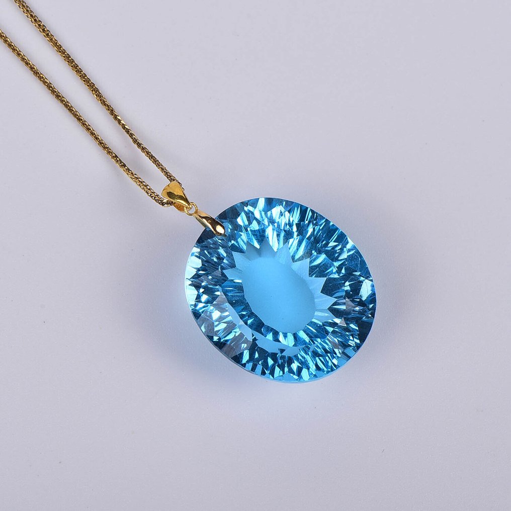 χωρίς τιμή ασφαλείας - Κολιέ με μενταγιόν - 18 καράτια Κίτρινο χρυσό Τοπάζιο - ALGT Πιστοποιημένο #4.3