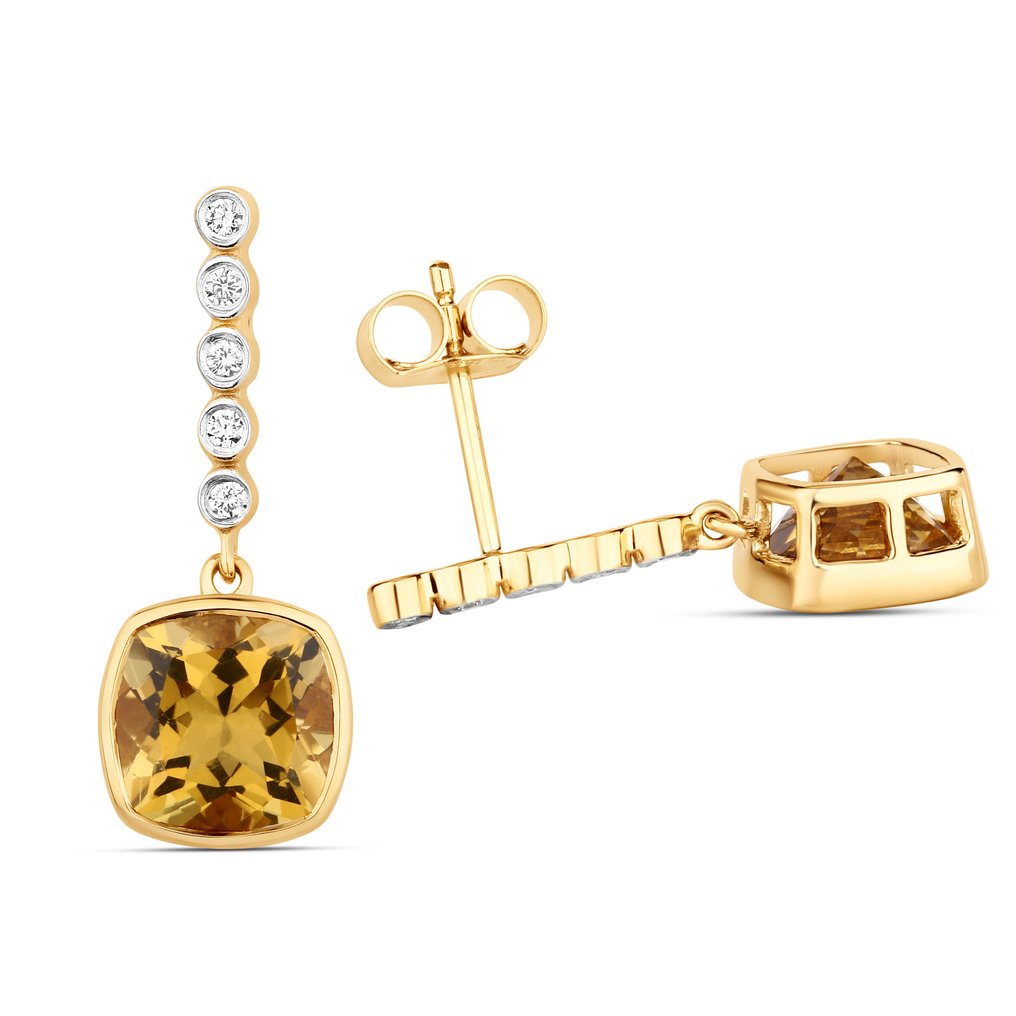 Σκουλαρίκια - 14 καράτια Κίτρινο χρυσό -  3.54ct. tw. Ηλιόδωρος - Διαμάντι #4.3