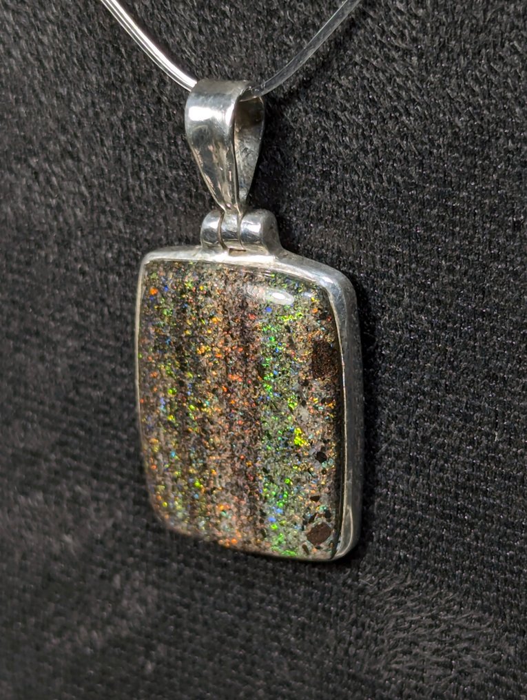 Εντυπωσιακό ασημένιο μενταγιόν 925, με φυσική όπλα από το Ανταμούκα, έντονο παιχνίδι χρωμάτων - Κρεμαστό κόσμημα #4.3