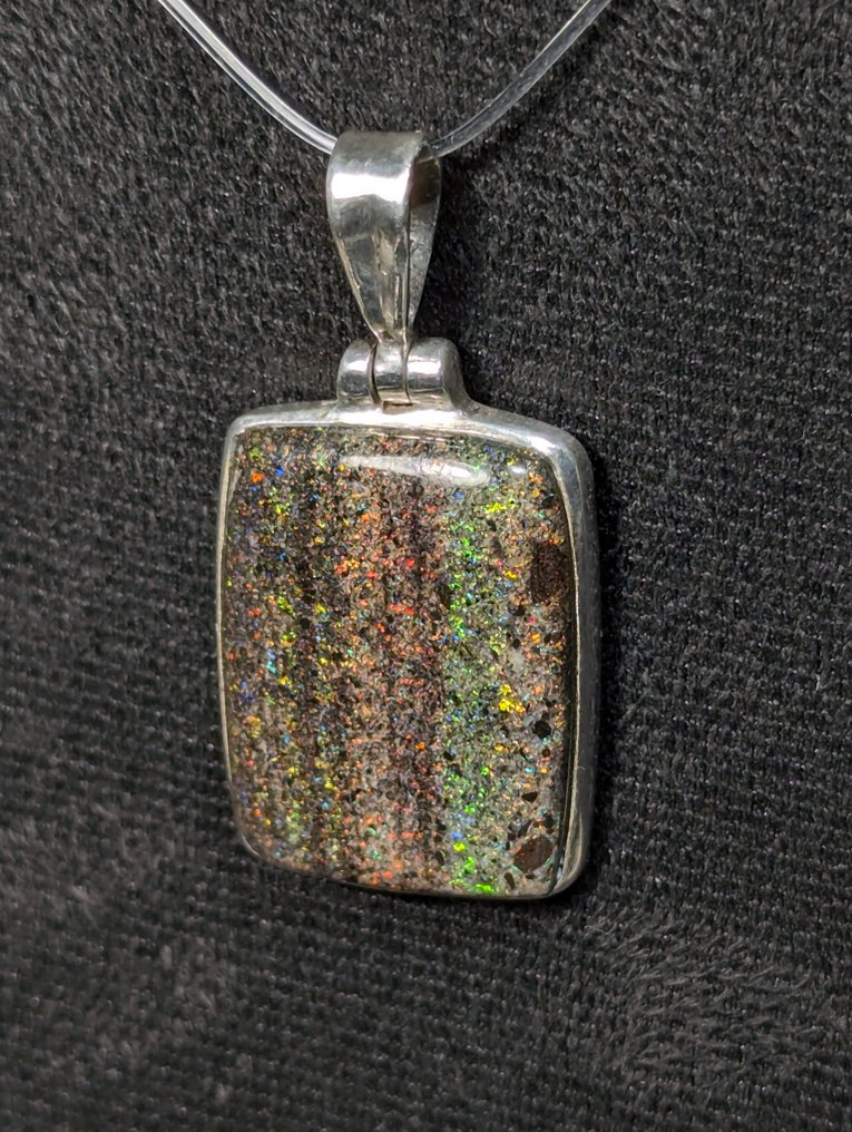 Εντυπωσιακό ασημένιο μενταγιόν 925, με φυσική όπλα από το Ανταμούκα, έντονο παιχνίδι χρωμάτων - Κρεμαστό κόσμημα #2.1