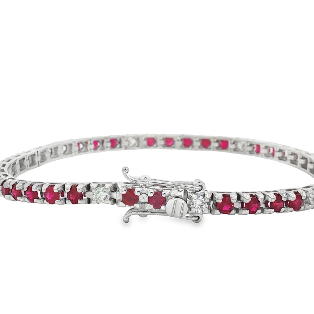 Βραχιόλι - 18 καράτια Λευκός χρυσός - 4.88ct. tw. Ρουμπίνι - Διαμάντι #3.2