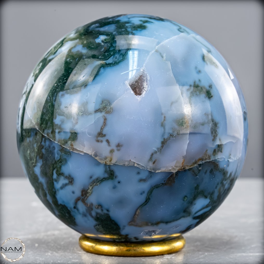 Top quality natural very artistic moss agate Sphere- 980.64 g #3.2