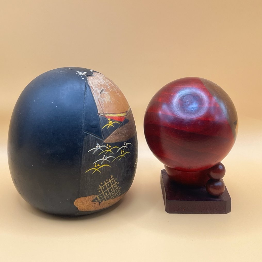 Ζευγάρι κούκλες Kokeshi από βραβευμένους καλλιτέχνες: Toa Sekiguchi & Chie Tamura - Ξύλο - Ιαπωνία - Shōwa period (1926-1989) #4.3