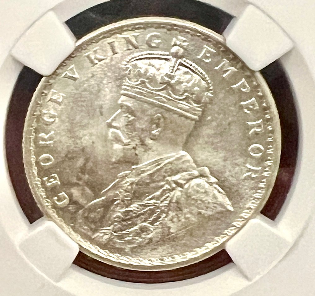 Brittiska Indien. George V. 1 Rupee 1920 (C) NGC MS64 #1.0