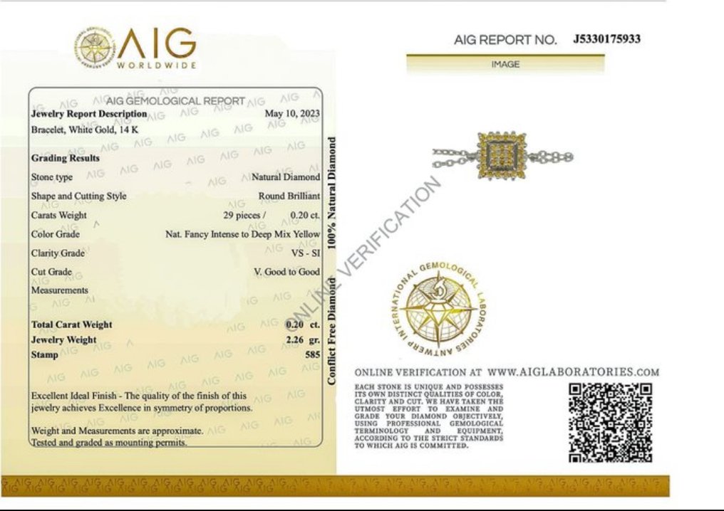 Βραχιόλι - 14 καράτια Λευκός χρυσός Διαμάντι (Φυσικό) #3.2