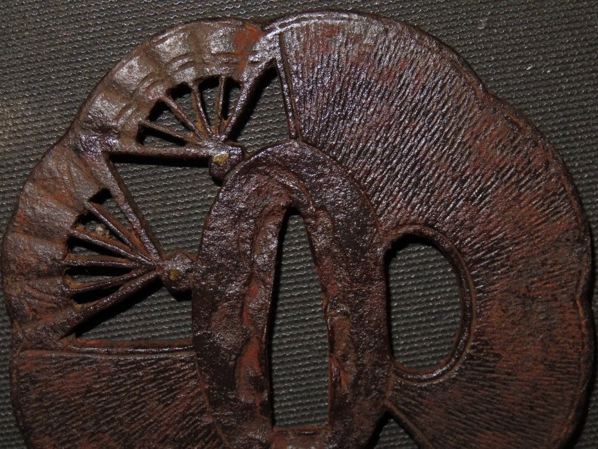 Katana - Ferro battuto - Fan Sukashi Tsuba : C5-315 - Giappone - Periodo Edo (1600-1868) #2.1