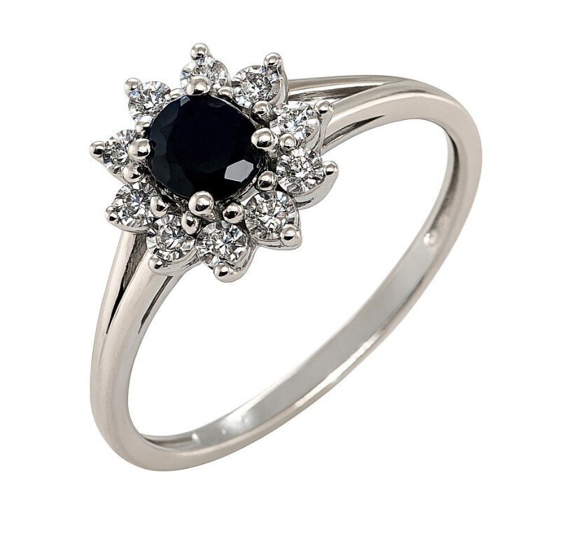 Βραδινό δαχτυλίδι - 18 καράτια Λευκός χρυσός -  0.46ct. tw. Ζαφείρι - Διαμάντι - Entourage Ring RG 54 DIA #1.0