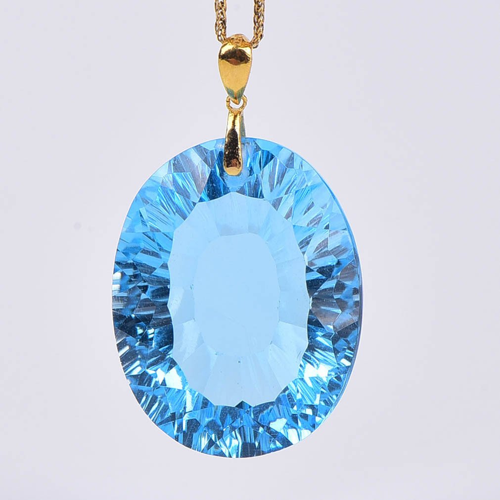 Sem preço de reserva - Colar com pingente - 18 K Ouro amarelo Topázio - Certificada pela ALGT #1.0