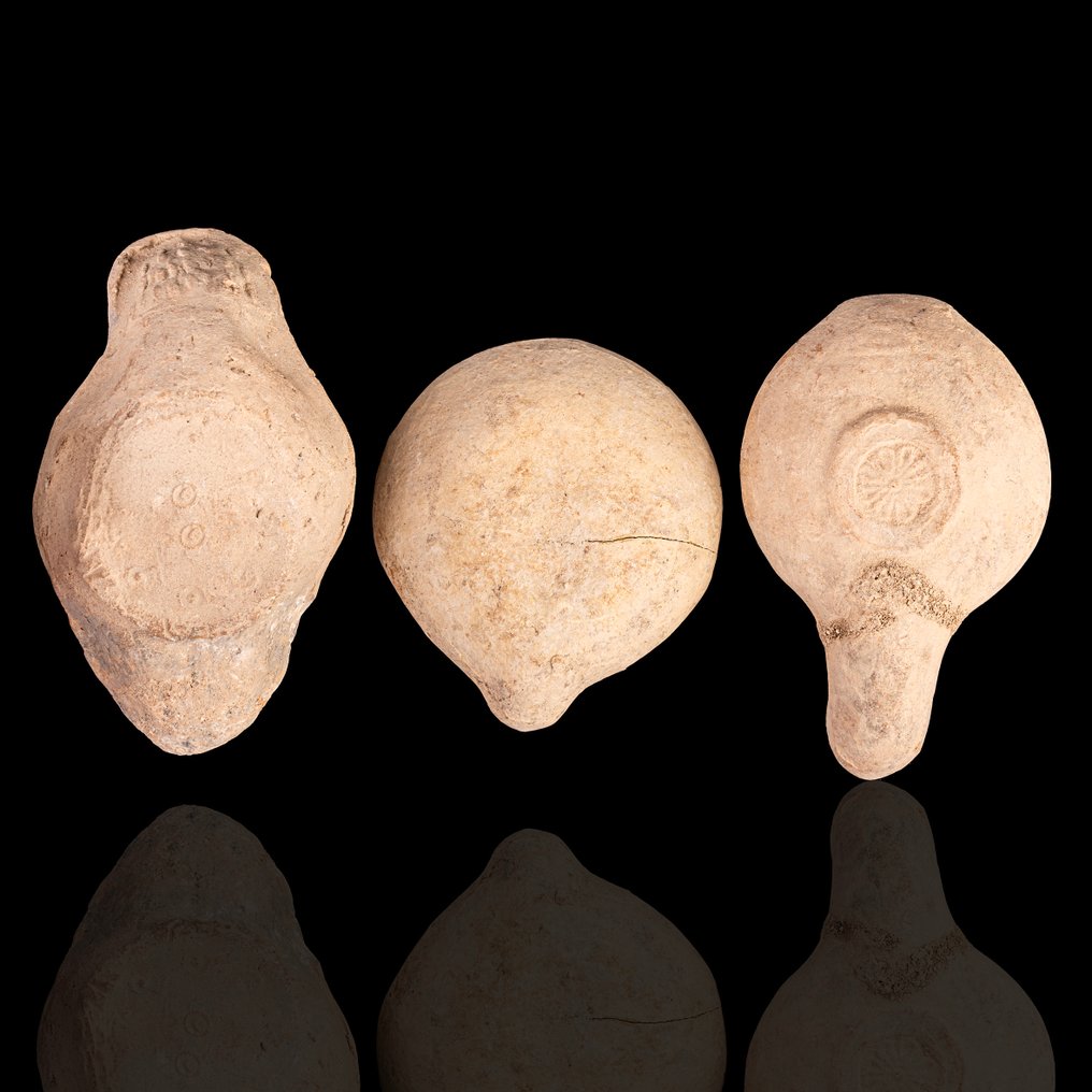 Αρχαία Ρωμαϊκή Τριάδα από πήλινες λαμπάδες λαδιού. (χωρίς τιμή ασφαλείας) #2.1