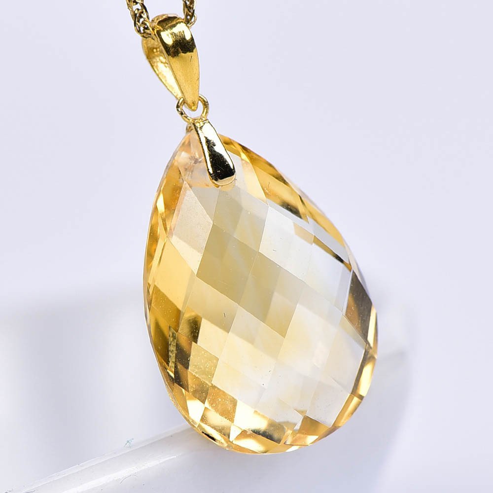 χωρίς τιμή ασφαλείας - Κολιέ με μενταγιόν - 18 καράτια Κίτρινο χρυσό Κιτρίνης - ALGT Πιστοποιημένο #1.0