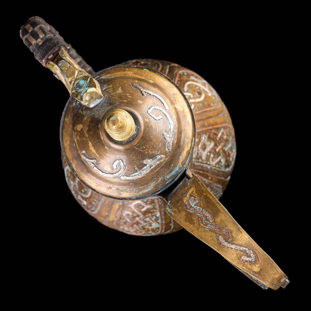 Αρχαία Μέση Ανατολή Καφετιέρα με επίχρυση διακόσμηση από μπρούντζο και χαλκό - Dallah (χωρίς τιμή ασφαλείας) #2.1