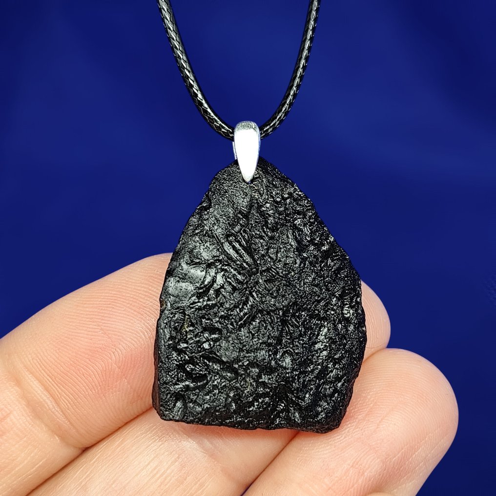 Incredibile!!! Pendente in argento con tektite traslucida - impatto di meteorite. 800.000 anni!!! Naturale, qualità migliore. - 10 g #2.1