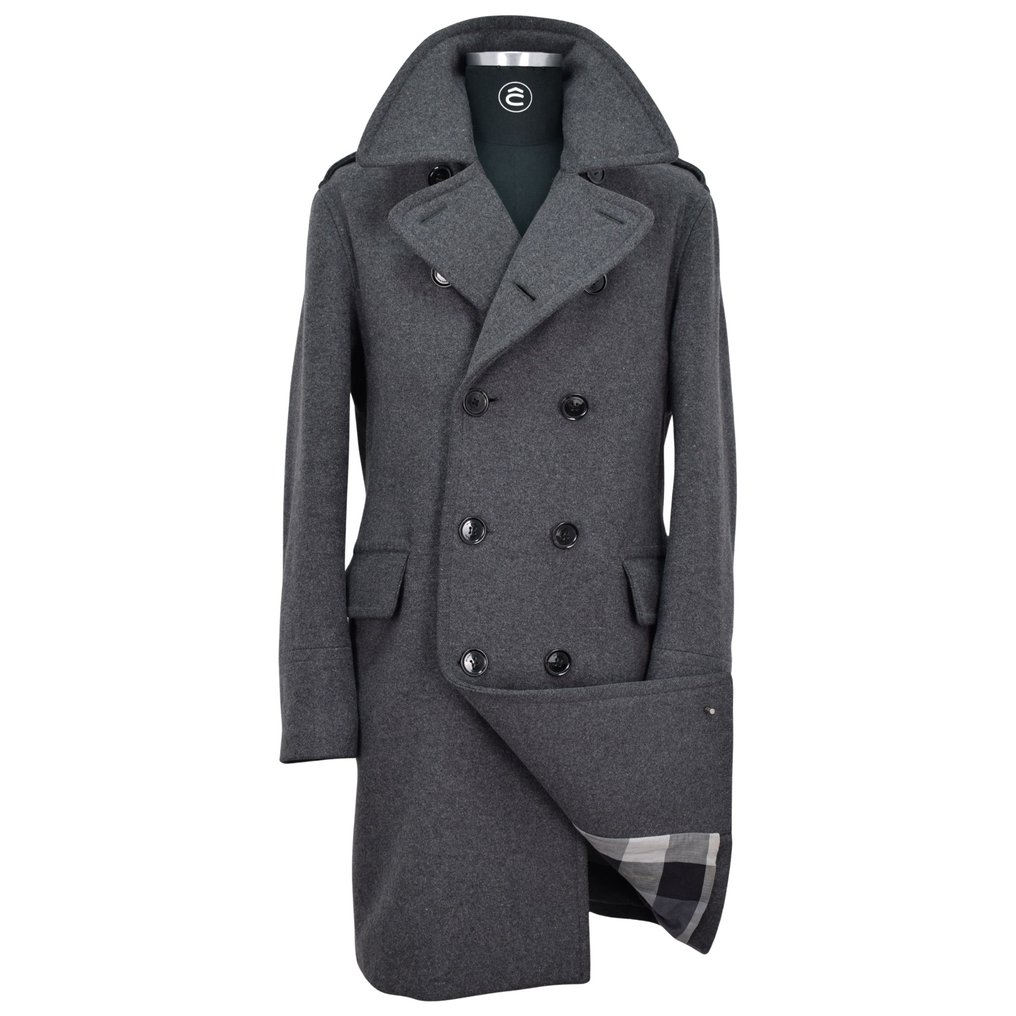 Burberry Brit Heavy Doublebreasted Winter Wool With Shadow Nova Check Long - Casaco #1.0