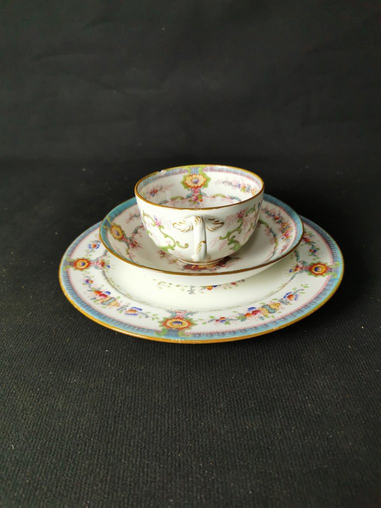 Cauldon England - Fiori e dorato - Tazza da tè con piattino - Kopp och fat (3) - Porslin #4.3