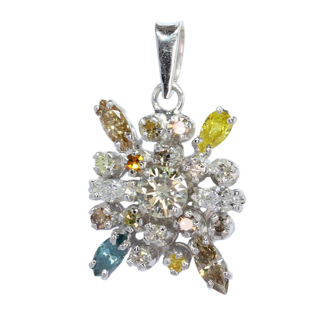 Ei pohjahintaa - Riipus - 18 kt. Valkokulta - Timantti - 1950-luvun väri-diamantti #1.0