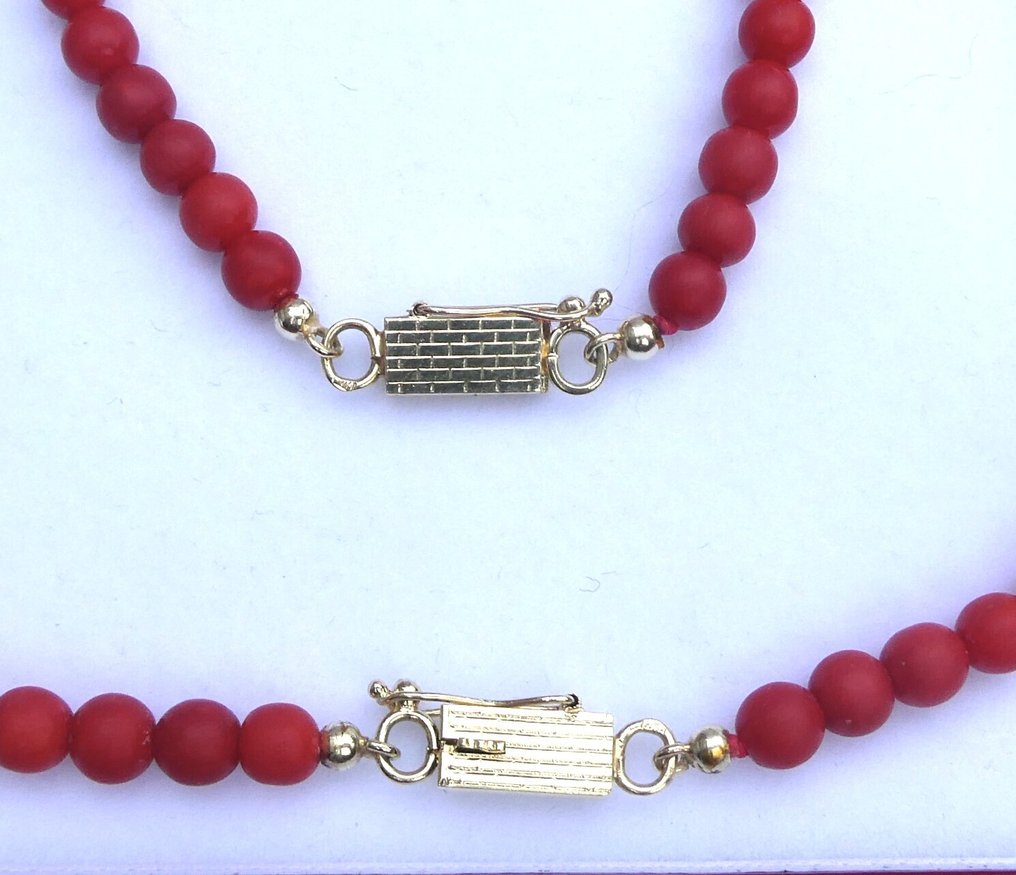 Sans prix de réserve - Collier - 14 carats Or jaune Corail rouge - CORAIL SANGUIN avec bracelet #2.1
