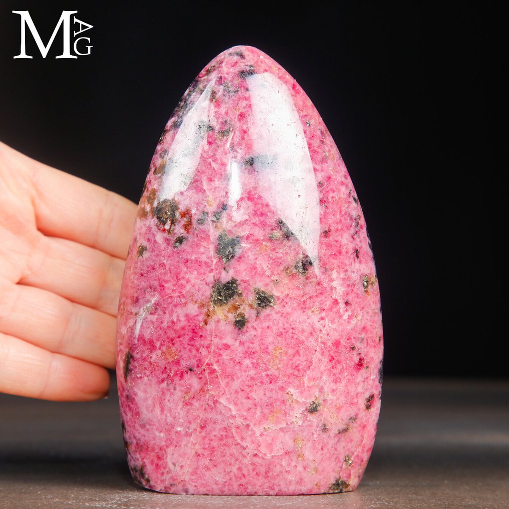 Førsteklasses polsk rhodonit - rhodonit fra Madagaskar - Højde: 128 mm - Bredde: 78 mm- 900 g #1.0