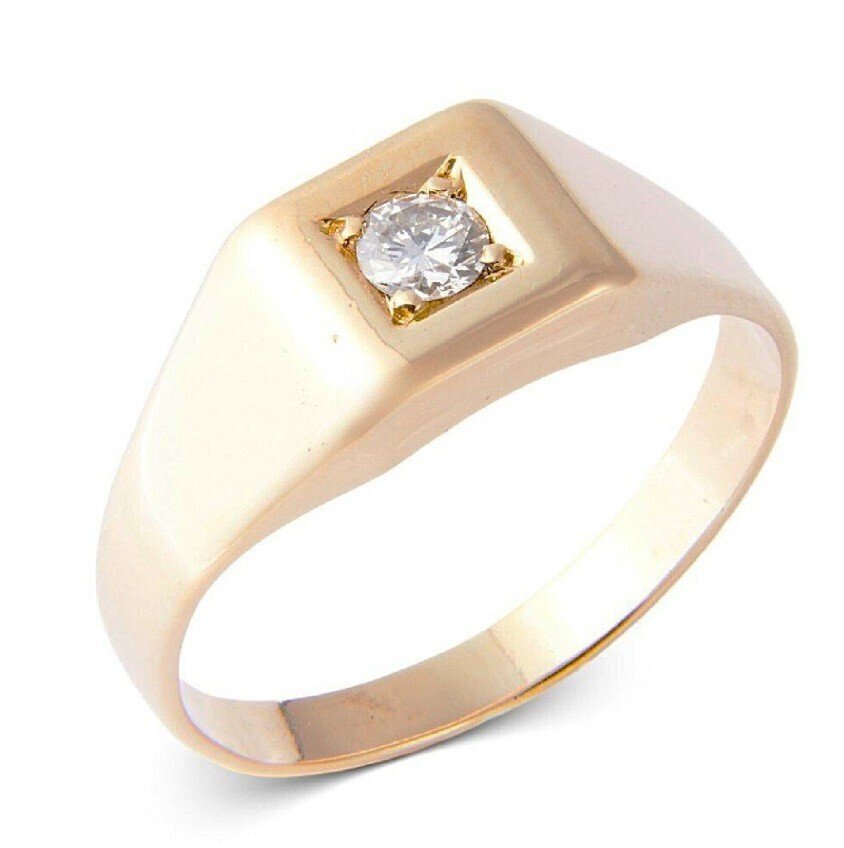 戒指 - 18K包金 黄金 - 0.26ct. tw. 钻石 (天然) - 男女皆宜的 solitaire 戒指 63 #1.0