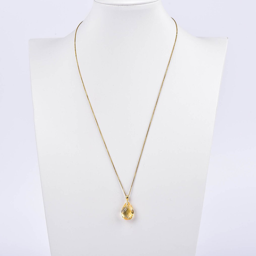 χωρίς τιμή ασφαλείας - Κολιέ με μενταγιόν - 18 καράτια Κίτρινο χρυσό Κιτρίνης - ALGT Πιστοποιημένο #1.0