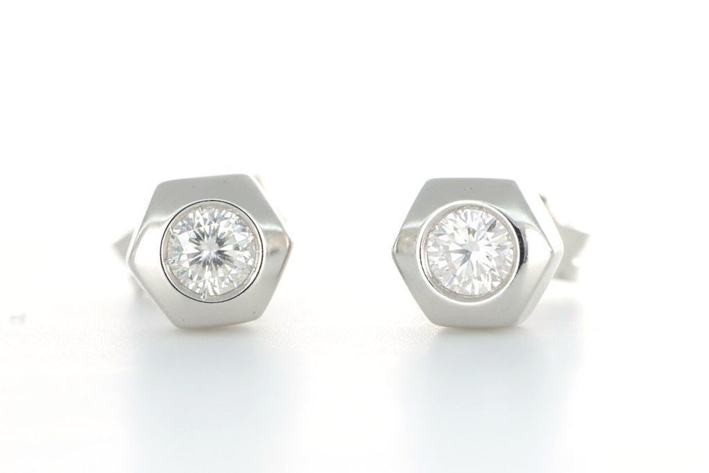 χωρίς τιμή ασφαλείας - Σκουλαρίκια - 18 καράτια Λευκός χρυσός - 0.30ct. tw. Διαμάντι (Φυσικό) #1.0