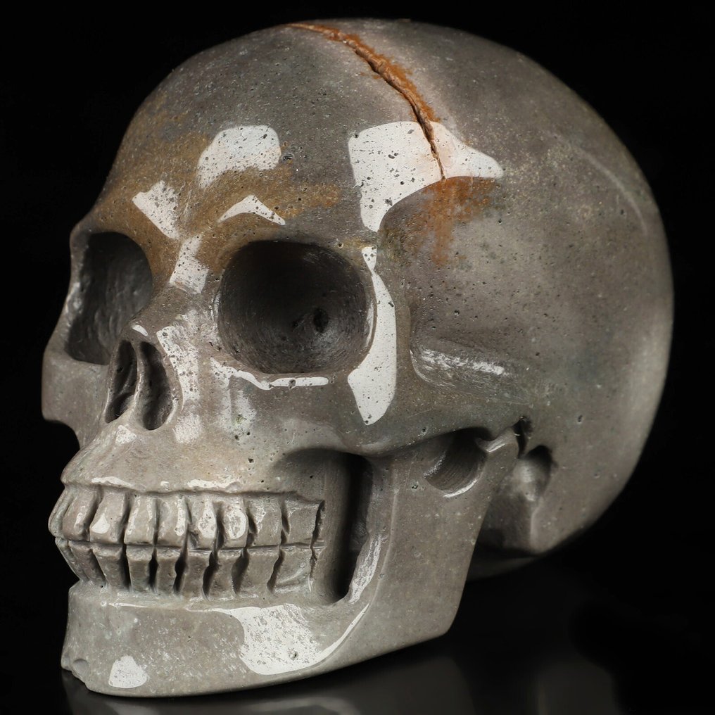 Andesin VOODOO 骷髅 - 真正的火山岩火山石 410克 9.00 x 6.60厘米 安第斯熔岩石 魔法骷髅门户通向火山的灵魂- 410 g #1.0