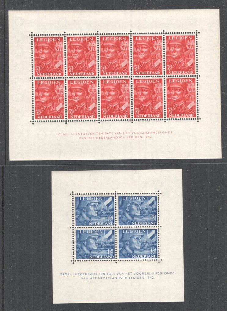 Netherlands 1942 - Legion blocks - with stamping 's-Gravenhage and Lunteren'. - NVPH V402/V403 #4.3