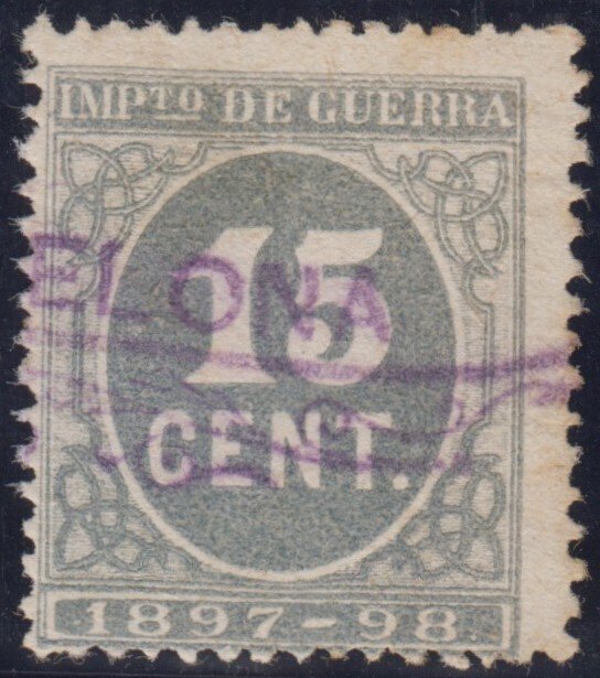 Spagna 1897 - Cifre. 15 centesimi, verde. - Edifil 234 #1.0