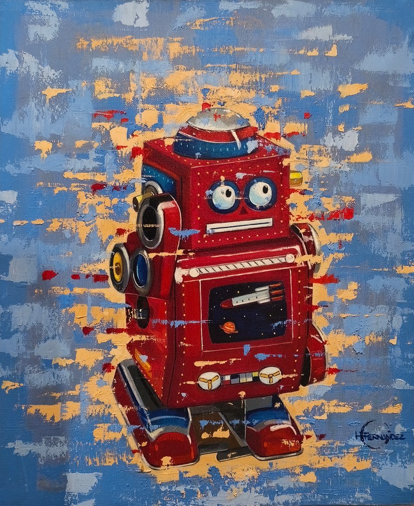 Hector Fernández (Barcelona 1969) - Red robot looking at the stars #1.0