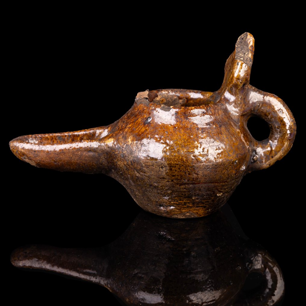 Seljuk Γυαλισμένο πήλινο λυχνάρι λαδιού  (χωρίς τιμή ασφαλείας) #3.2