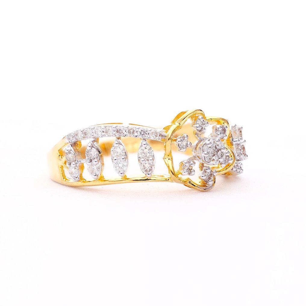Ring - 18 kt. Yellow gold -  0.36ct. tw. Diamond (Natural) - 18Karat Net Ring #1.0
