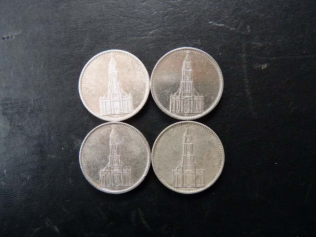 德國，Third Reich 5 Reichsmark 4x 1935 / Potsdam Garrison Church  (沒有保留價) #1.0