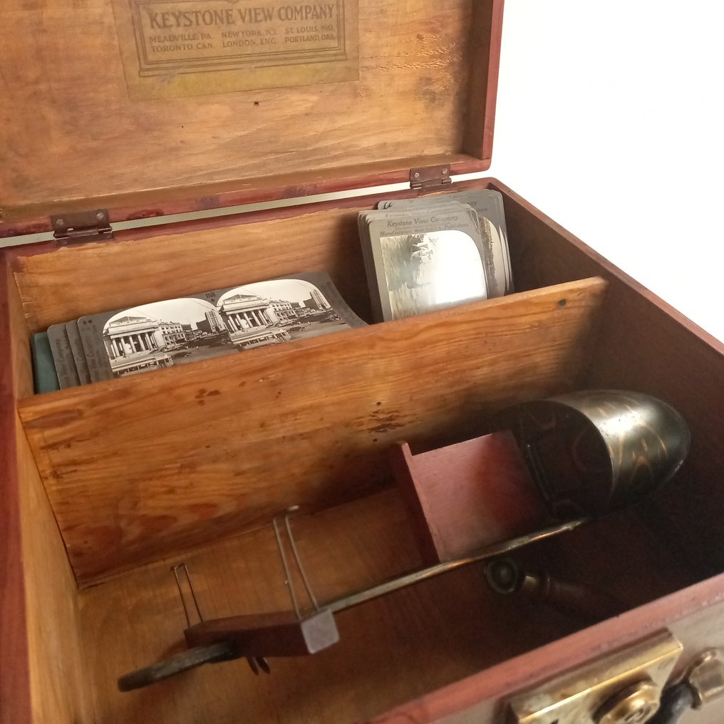 Keystone Stereoscope 1910s with 20 Stereo cards, wooden Stereo viewer #2.1