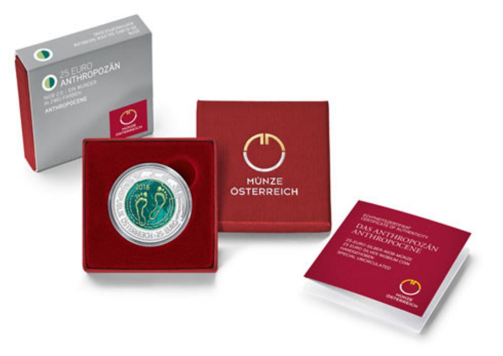 Áustria. 25 Euro 2018 "Anthropozän" NIOB Proof (Sem preço de reserva) #1.0