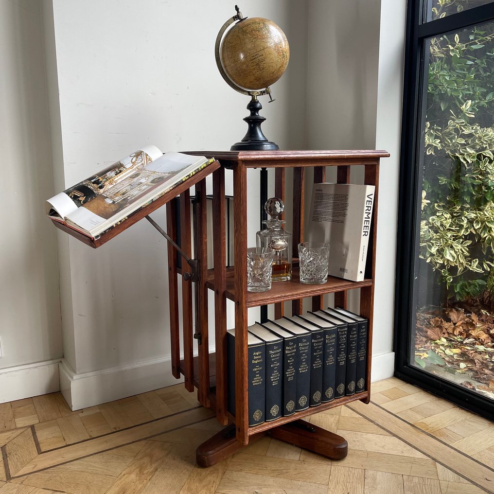 Revolving bookcase - Bogreol - Egetræ - med justerbar bogstøtte #2.1