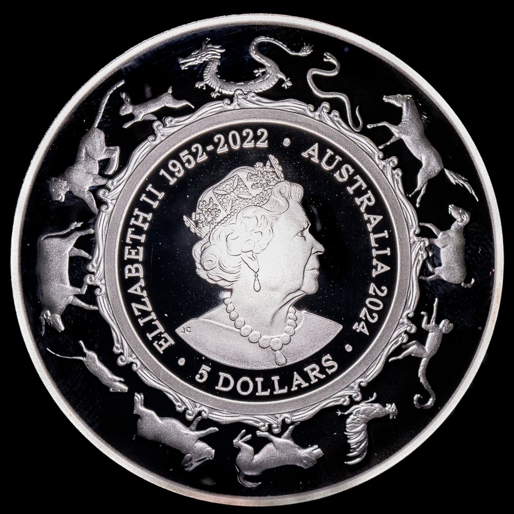 Australië. 5 Dollars 2024 - Year Of The Dragon 1 Oz (.999) (Zonder minimumprijs) #1.0