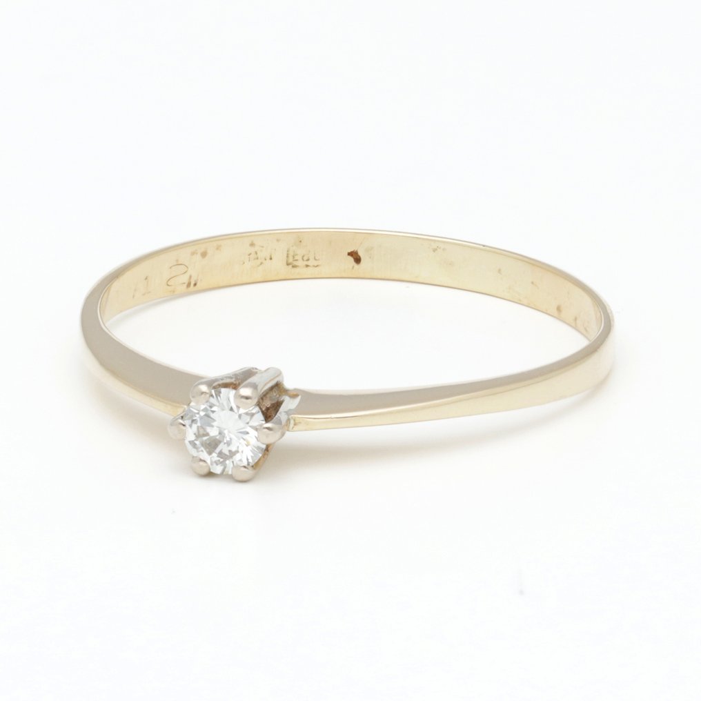 Sans prix de réserve - Bague - 14 carats Or jaune Diamant (Naturelle) #1.0