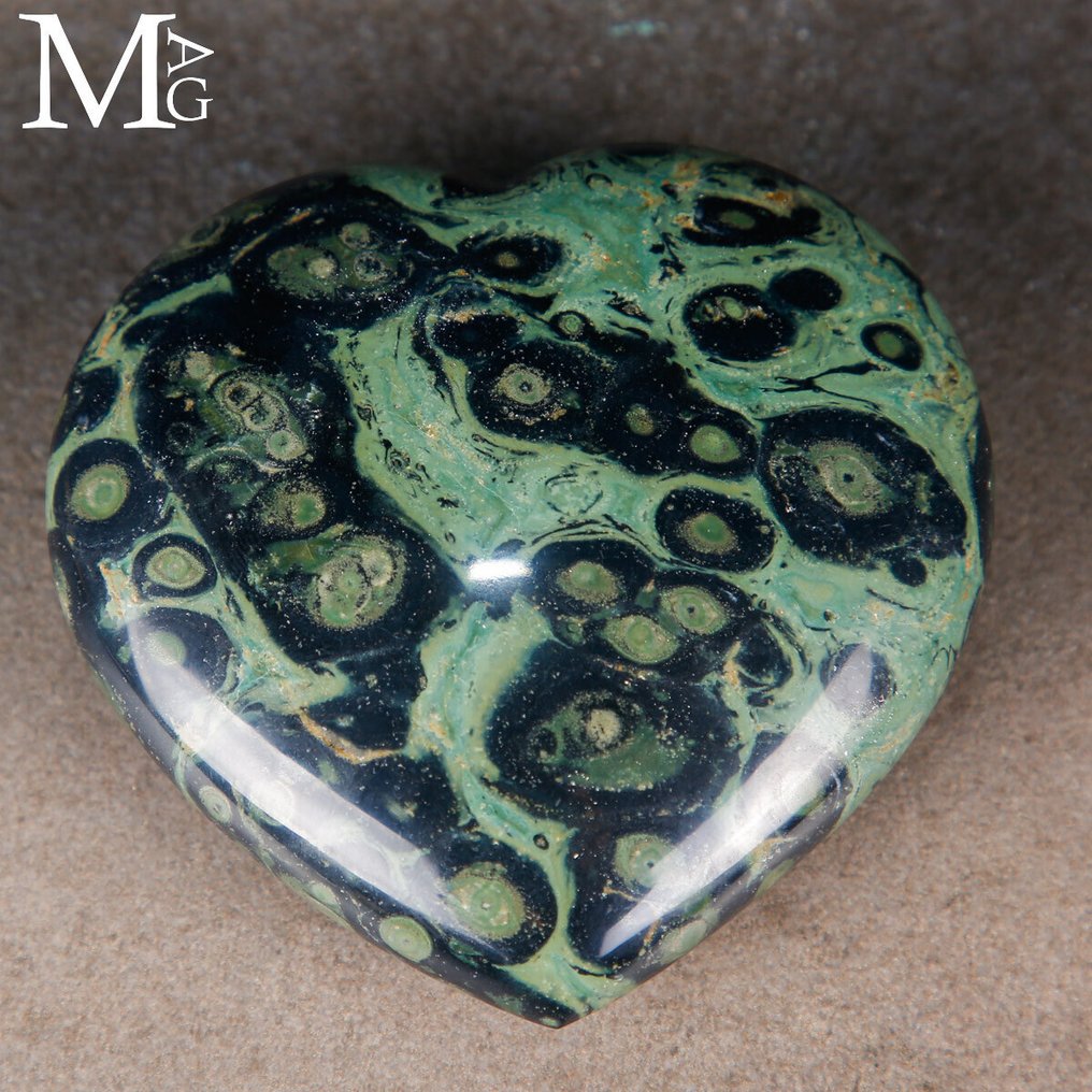 Kambaba Jasper Heart - Top Quality Mineral - Refined Handmade Carving - Height: 83 mm - Width: 87 mm- 313 g #1.0