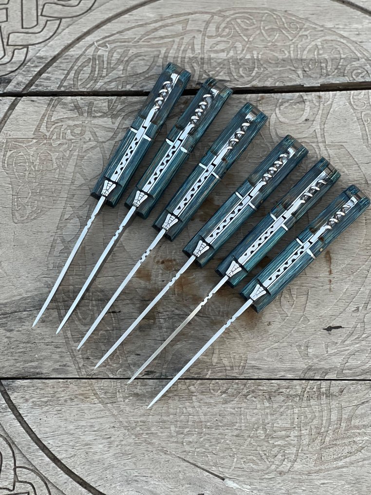 厨刀 - Kitchen knife set -  Laguiole 蜜蜂折叠刀 精美复古餐刀及收藏刀 - 不锈钢刀，Pakka木 - 法国 - 定制手工 #3.2