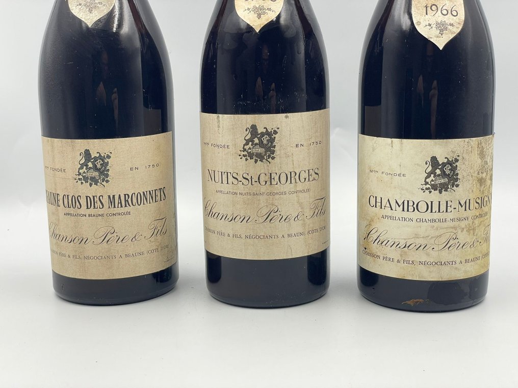 1966 Chanson Père & Fils Chambolle Musigny, Nuits Saint Georges & 1964 Beaune Clos des Marconnets"" - 勃艮第 - 3 Bottles (0.75L) #4.3