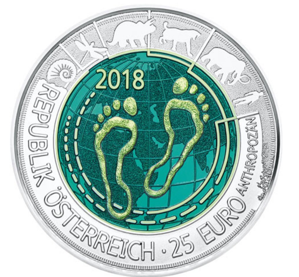 Áustria. 25 Euro 2018 "Anthropozän" NIOB Proof (Sem preço de reserva) #1.0