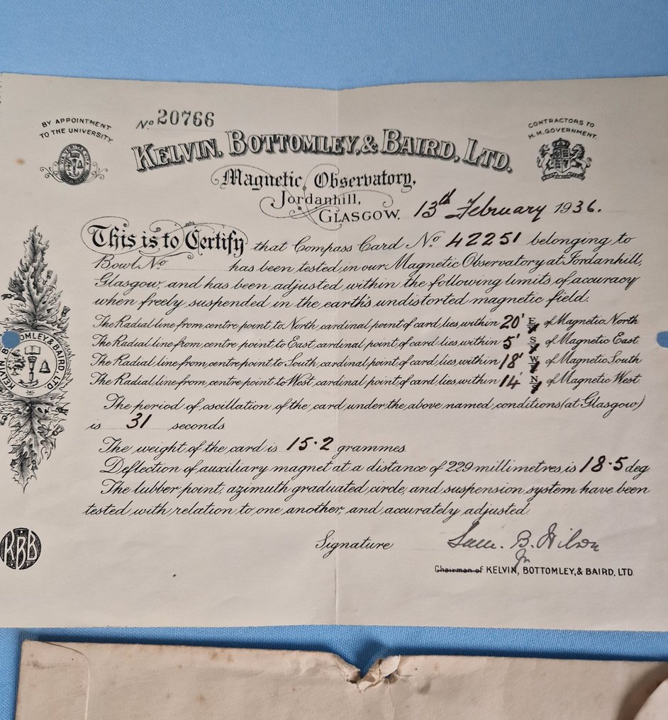 Πυξίδα πλοίου - Ξύλο, Χαρτί - Kelvin, Bottomley & Baird ltd #2.1