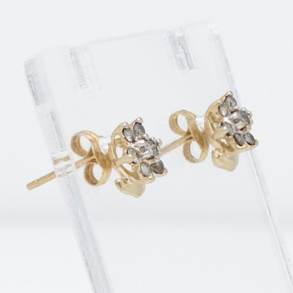 没有保留价 - 耳环 - 14K包金 黄金 钻石 (天然) #4.3