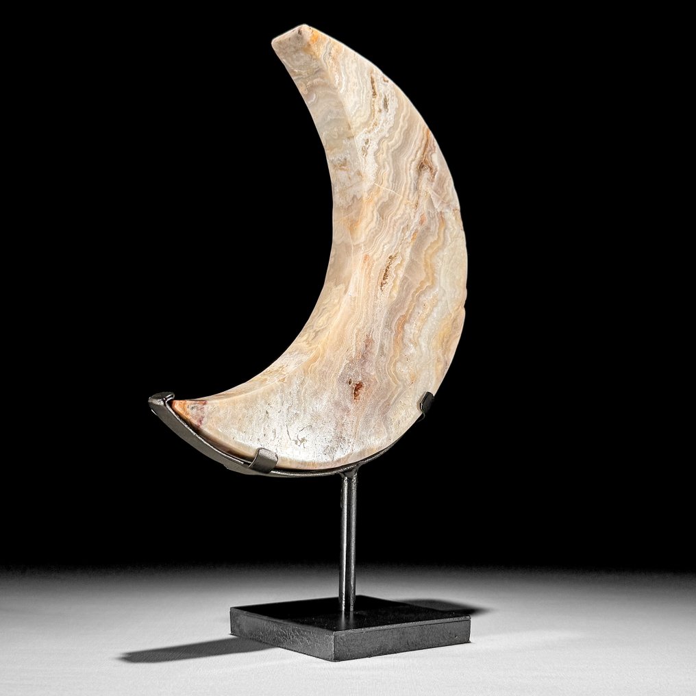 Ingen mindstepris - Vidunderlig Lace Agate. Halvmåneformet på en specialfremstillet stander. - Højde: 28.3 cm - Bredde: 17 cm- 1700 g - (1) #1.0