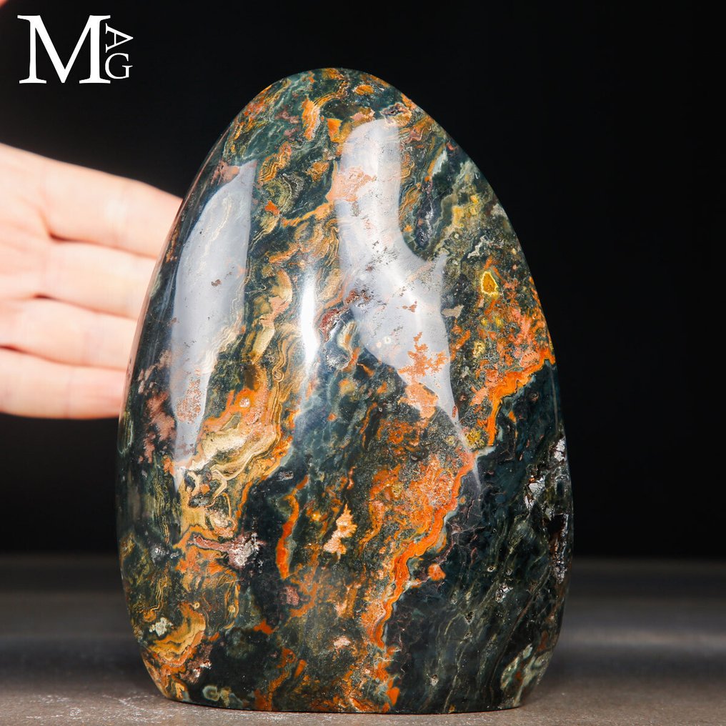 Ο Σπάνιος 4ος φλέβα Ocean Jasper - Orbicular Jasper - Ύψος: 148 mm - Πλάτος: 109 mm- 1545 g #1.0